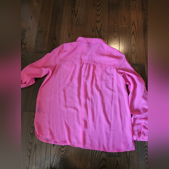 Sheer Pink Button Blouse, like new. - Picture 2 of 10